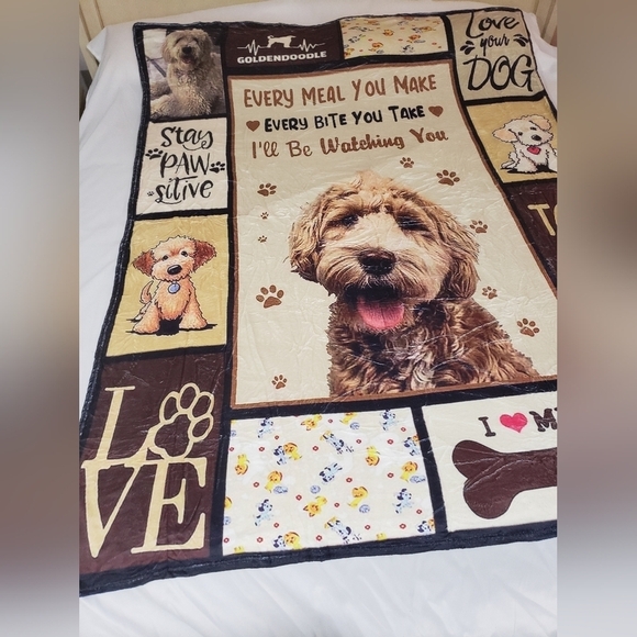 1054- Goldendoodle Love Your Dog Blanket NWT - Picture 3 of 7